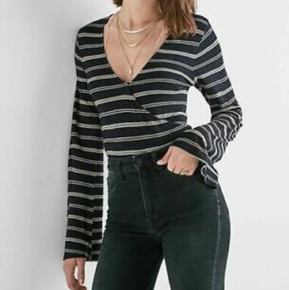 Lucky Brand Navy Wrap Front Shirt - Picture 1 of 7